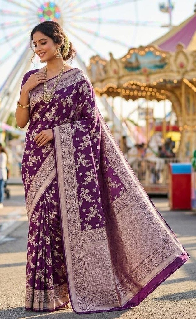 Banarasi Kataan Silk Tilfi Meenakari Saree 3A